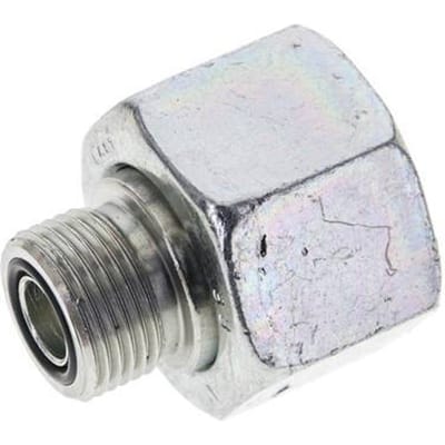 UN 1-3/16''-12 x UN 13/16''-16 M/F Verzinkt Stalen Neusstuk ORFS 400 Bar - Hydrauliek - FL2S-MF-EZ-103U-013U-O