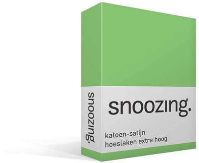 Snoozing - Katoen-satijn - Hoeslaken - Extra Hoog - Eenpersoons - 70x200 cm - Lime