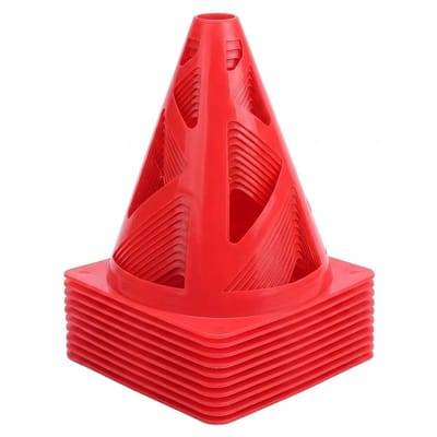 Rode marker kegels pilonnen open windbestendig 10 stuks 23 cm voetbal trainings kegels rolschaatsen obstacle cones platte voet sport marker pionnen hol ontwerp