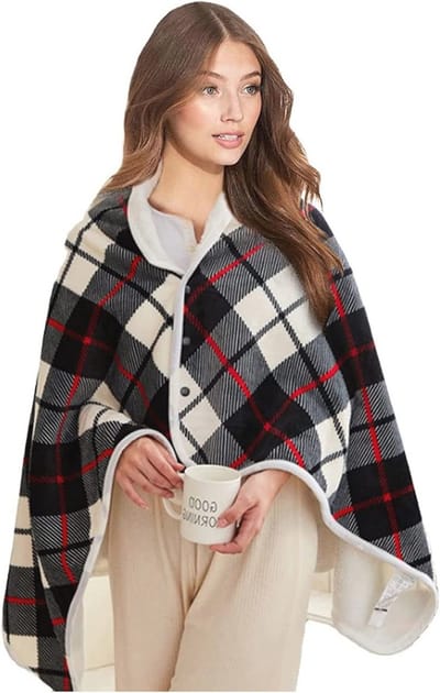 Warmte Deken met USB Oplaadfunctie - Flanellen Fleece Draadloze Poncho voor Thuis en Kantoor