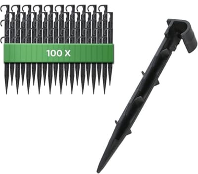 Tuinslang Ankers, 100 Stuks voor Druppelslang Bevestiging, Grondpennen voor Irrigatie met Steekvork, 16 mm Diameter, Stabiele en Breukvaste Grondankers