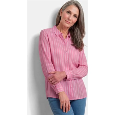 Lichtgewicht overhemdblouse met strepen - roze / gestr. - Gr. 19 van Goldner Fashion