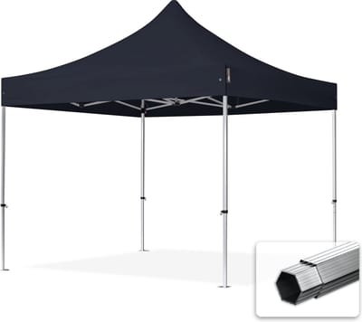 3x3 m Easy Up partytent Vouwpaviljoen PVC brandvertragend, PROFESSIONAL alu 40mm, zwart