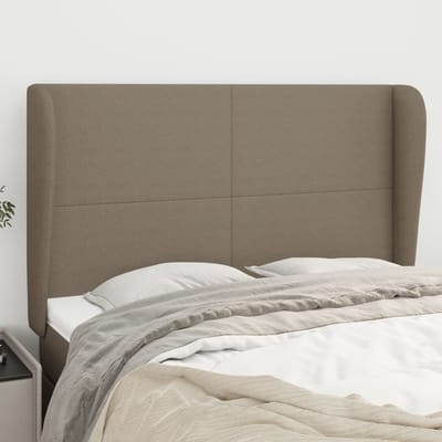 vidaXL - Hoofdbord - met - randen - 147x23x118/128 - cm - stof - taupe