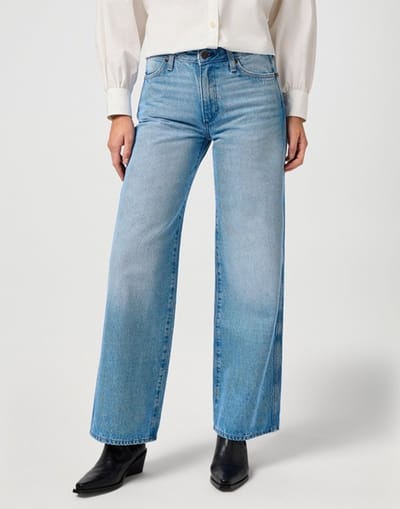Wrangler World Wide Rocky Wash Denim Blue Jeans Maat: W26L30 | Wijde Broeken Outlet | Dames | Blauw
