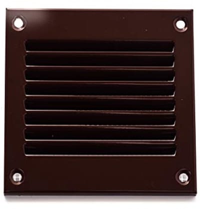 Bruin metalen ventilatierooster 10 x 10 cm met geïntegreerd ongediertebeschermingsscherm voor airconditioning