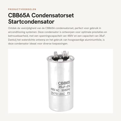 Dailygoods - CBB65A Condensatorset - Startcondensator - Waterdicht - 450V 35UF - Voor airconditioning - Aluminiumfolie - Geschikt voor diverse toepass...