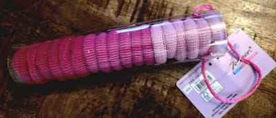 Zenner - transparante koker met 18 badstof haarelastiekjes kids - elastiekjes soft licht middel en donker roze