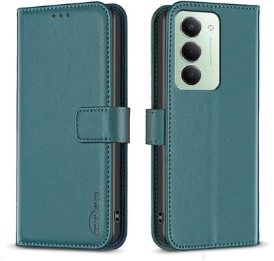BINFEN Hoesje - Geschikt voor Xiaomi Redmi 15 5G Hoesje - BINFEN Color Book Case - Groen