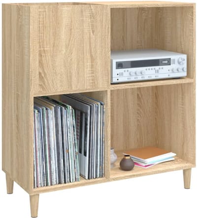 Platenspeler Meubel - LP-kast - Platenspelerkast - Draaitafelstandaard - Platenspelerstandaard - Vintage Displayplank - Sonoma Eiken