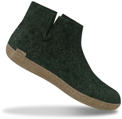 Glerups Hoge Wollen Sloffen Leren Zool Groen