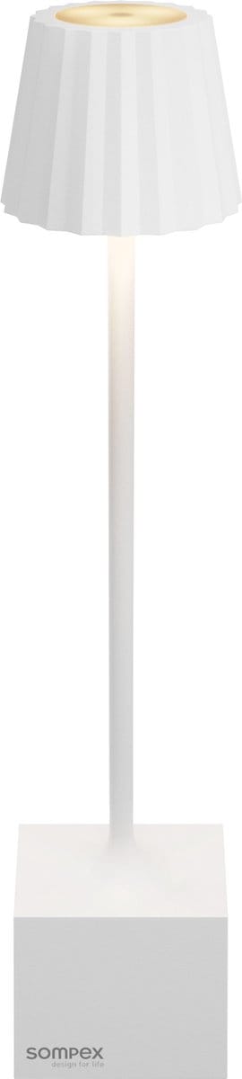 Sompex | Tafellamp Dennis | Wit | Accu | Dimbaar / 29,5cm hoog / tafellamp / ideaal zonder snoer / oplaadbaar met bijgeleverde kabel / kan zonder snoer overal neergezet worden