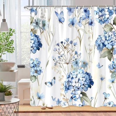 Mooie Aquarel Botanische Bloemen Douchegordijn Roze Blauwe Bloemen Huis Polyester Douchegordijnen Badkamer Decoratie met Haken 180x210cm