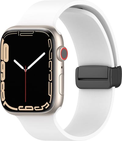 Siliconen bandje - geschikt voor Apple Watch 1/2/3/4/5/6/7/8/9/10/11/ SE (1,2,3) met maat 38 mm / 40 mm / 41 mm en 42 mm (Watch 10/11) - wit