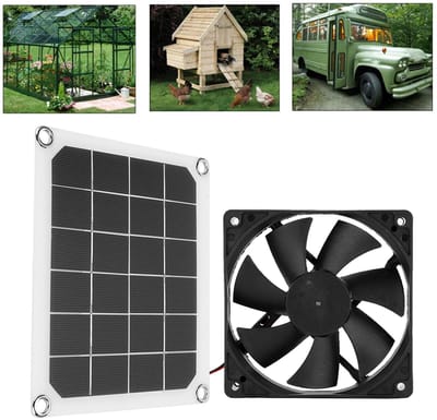 Dailygoody - Afvoerventilator - Zonne-energie - Waterdicht - 10W - Ideaal voor kassen en campers - Energiezuinig en duurzaam