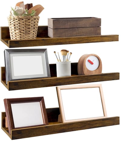 40 cm lange wandplanken, rustieke zwevende planken, fotolijst voor woonkamer, keuken, kinderkamer of slaapkamer, 3 stuks in verschillende maten