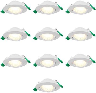 HOFTRONIC set van 10 prado dimbare led inbouwspots rond – 6 watt 570 lumen cct instelbaar 2700k 4000k 6000k – kantelbaar – wit kunststof – ip20 – inbouwspots plafond woonkamer keuken slaapkamer toilet