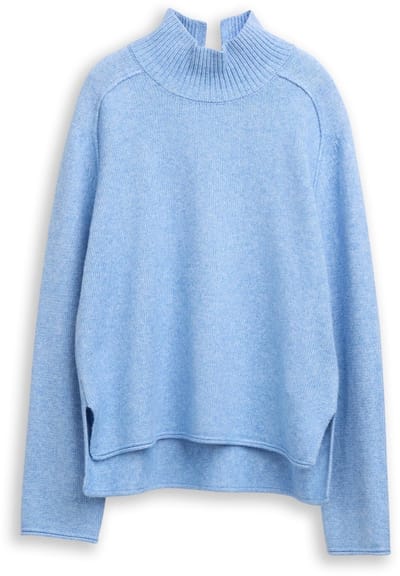 Tom Tailor - Losvallende gebreide trui met opstaande kraag - Maat XS - light fjord blue melange