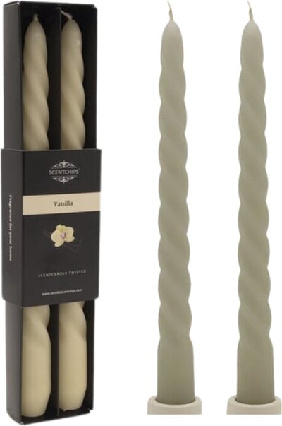 Scentchips Vanille Gedraaide Geurkaarsen - Swirl Geurkaars - Geurkaarsen Geschenkset - Geur Kaars - 20 Branduren - 2 Stuks