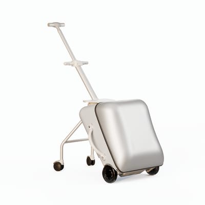 Handbagage koffer-Kinderen Draagbaar kan zitten en rijden op bagage-360° ° Roterende dubbele wielen-20-Inch-Magnesiumlegering-ZILVER.