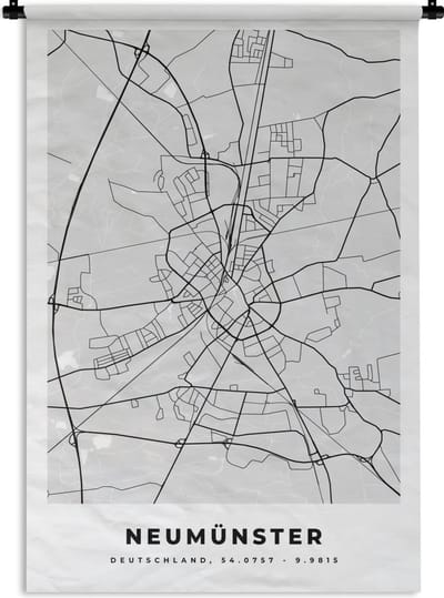 Wandkleed - Wanddoek - Duitsland - Neumünster - Plattegrond - Kaart - Stadskaart - 120x180 cm - Wandtapijt