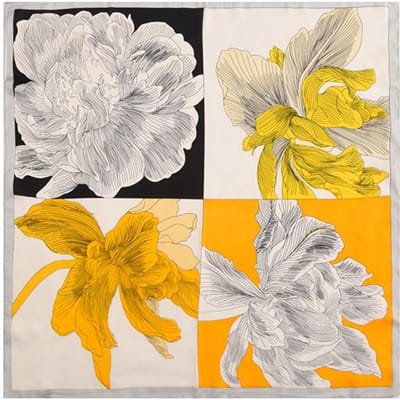 Nouveau Foulard en Soie pour Femmes Foulard en Soie à Fleurs Foulard Carré Style Luxe Léger Foulard Carré 70 Foulard en Soie Printemps et Automne 70*70CM jaune