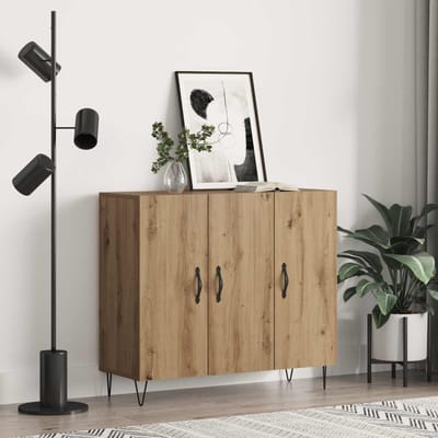 vidaXL - Dressoir - Artisan - Eiken - 90 - x - 32,5 - x - 80 - cm - Bewerkt - hout
