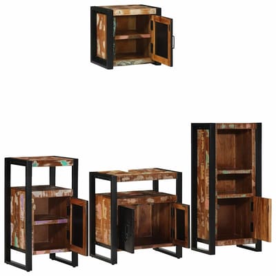 vidaXL - Badkamermeubel - Set - 4 - st - Veelkleurig - en - Zwart - 55 - x - 35 - x - 60 - cm