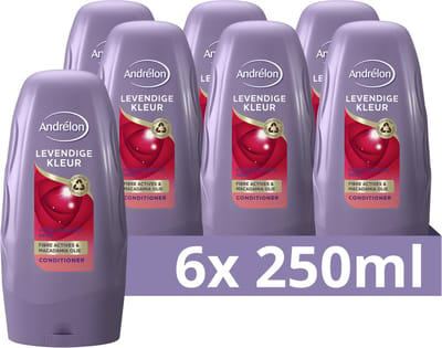 Andrélon Conditioner - Levendige Kleur - verrijkt met macadamia-olie en een uv-filter - 6 x 250 ml - Voordeelverpakking