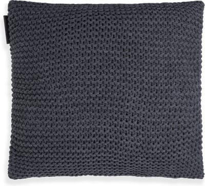 Knit Factory Vinz Sierkussen - Vierkant kussen - Kussen woonkamer - Bank kussen - Decoratie kussen - Antraciet - 50x50 cm - Kussenhoes inclusief kussenvulling