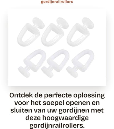 Dailygoods- Gordijnrailrollers 20 Stuks - Kunststof Haken - Gordijnhaken - Schuifregelaars - Katrollen - Duurzaam en Waterdicht