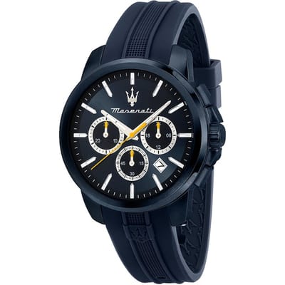 Maserati Successo Donkerblauw Siliconen Heren Kwarts Chronograaf R8871621044 donkerblauwe kleur