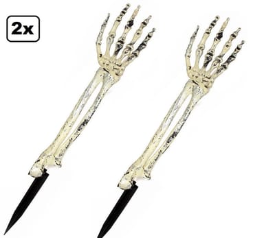 2x Skelet arm op spies - Horror griezel halloween scary creepy tuin festival themafeest