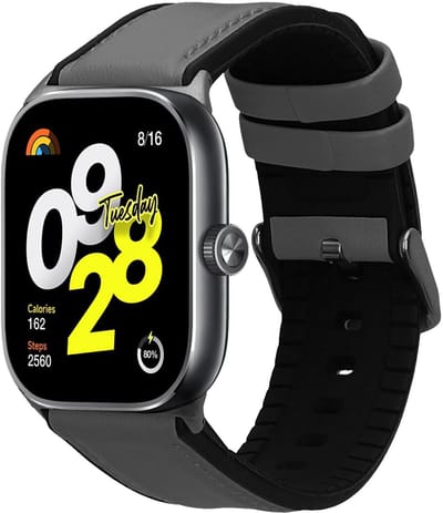 kwmobile horlogeband geschikt voor Xiaomi Redmi Watch 5 & 4 / Smart Band 8 Pro / Smart Band 9 Pro -Armband voor fitnesstracker van leer in grijs