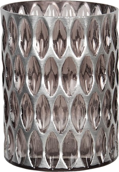 Clayre & Eef Theelichthouder Ø 11x15 cm Zilverkleurig Glas