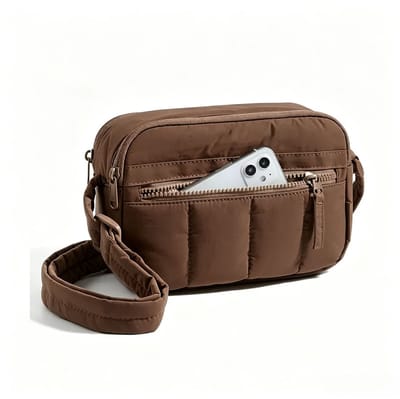 Heuptasje dames - Crossbody Tas Dames - Puffy Schoudertas - Gewatteerde Handtas met Verstelbare Schouderriem - Lichtgewicht Crossbody Tas met Meerdere Vakken - Koffiebruin
