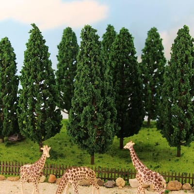 Dailygoods- Model Bomen 15 cm - 10 Stuks - Kunststof - Miniatuur Bos