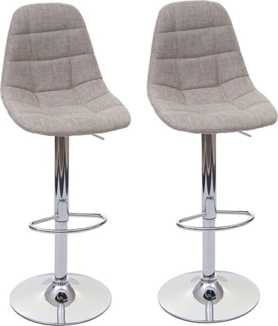 Set van 2 barkrukken MCW-A67, barkruk counterkruk, MVG-gecertificeerd ~ crème-grijs, textiel