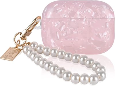 Beschermende Hoes voor AirPods Pro met Parelsleutelhanger, Zachte TPU Case in Roze, Schattige Accessoire voor Vrouwen en Meisjes