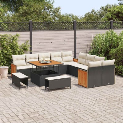 vidaXL - Tuinbank - Set - 13 - st - 13-Aantal - zitplaatsen - Zwart - en - Crème