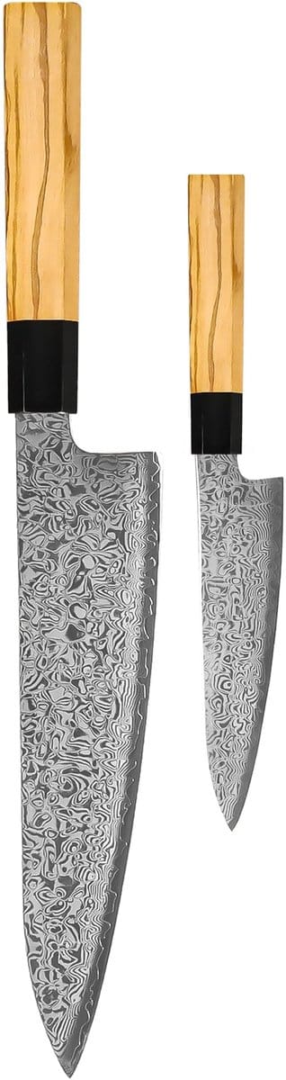 Shinrai Knives - Takumi Kaza 2-delige Damascus Messenset - Koksmes + Schilmes