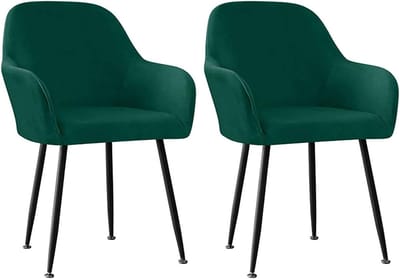 Stoelhoezen Armleuningen - Eetkamerhoezen - Meubels Beschermen - Rekbaar Fluweel - 2 Stuks - Donkergroen