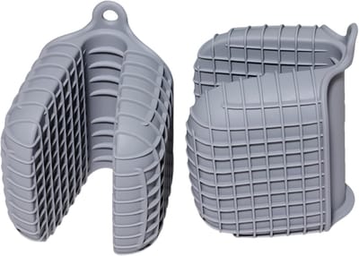 Siliconen Ovenwanten - Hittebestendige Grippers - Veilig Koken - Antislip Textuur - Set van 2 - Grijs