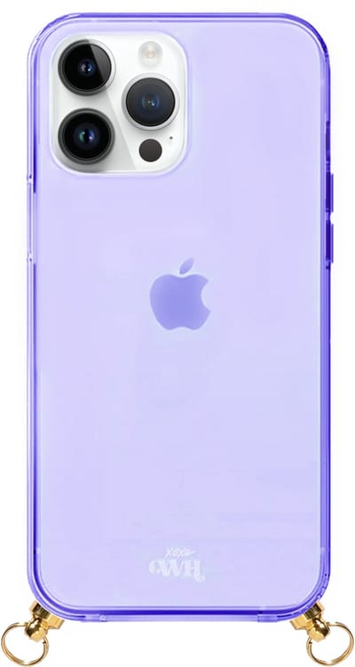 xoxo Wildhearts siliconen Cord Case Purple - iPhone 15 Pro Max hoesje - Hoesje zonder koord - Shockproof case - Doorzichtig Telefoonhoesje geschikt voor telefoonkoord - Geschikt voor telefoonketting / hanger - Transparant - Paars