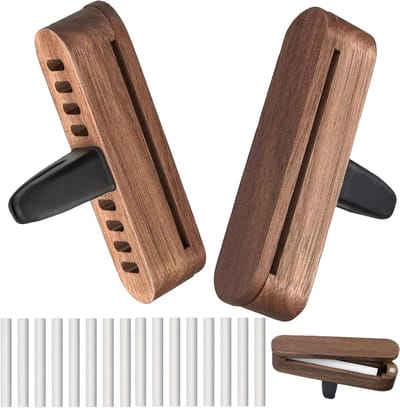 Houten Essentiële Olie Diffuser voor Auto met 16 Navullingen voor Frisse Geur in de Auto