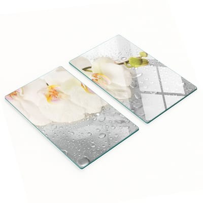 Decoratieve glazen serveerplanken voor snacks, orchidee, 2x30x52 cm