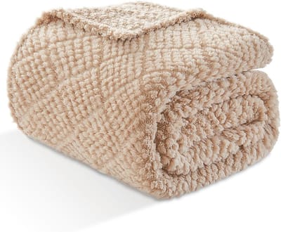 Fleece deken - Sherpa plaid - Gezellig thuis - Omkeerbaar design - 150 x 200 cm - Beige