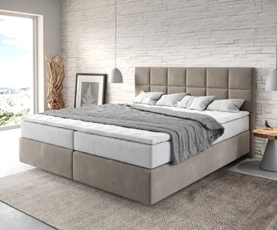 Boxspringbed Dream-Fine Microvezel Beige 180x200 cm met TFK Matras en Visco Topper