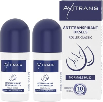 Axitrans Roller classic deodorant Duo deal - Anti Transpirant Roller voor mannen en vrouwen, anti zweet en parfumvrij, voor normale huid, onmiddelijk effect, 20 ml
