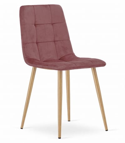 Eetkamerstoel KARA Donkerroze – Velvet Bekleding, Ergonomisch Design, Houtlook Metalen Poten, Comfortabele Zitting, Max. 120 kg